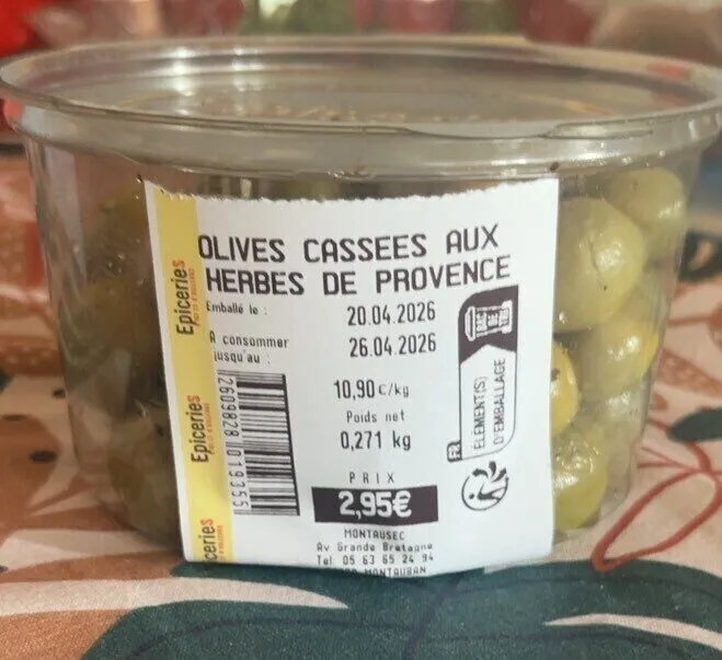 Olives cassees aux gerbes de provence
