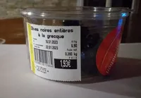 Olives noire entières à la grecque