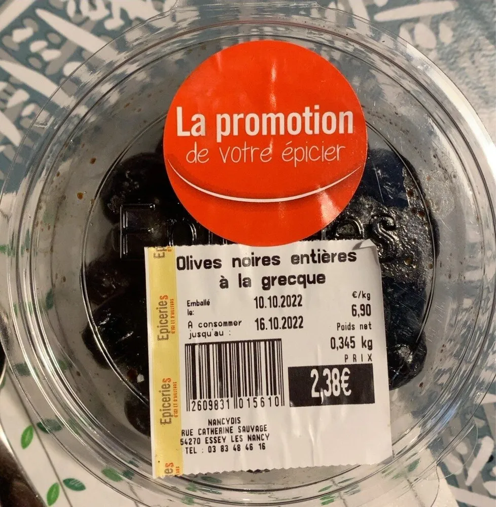 Olives noires entieres à la grecque
