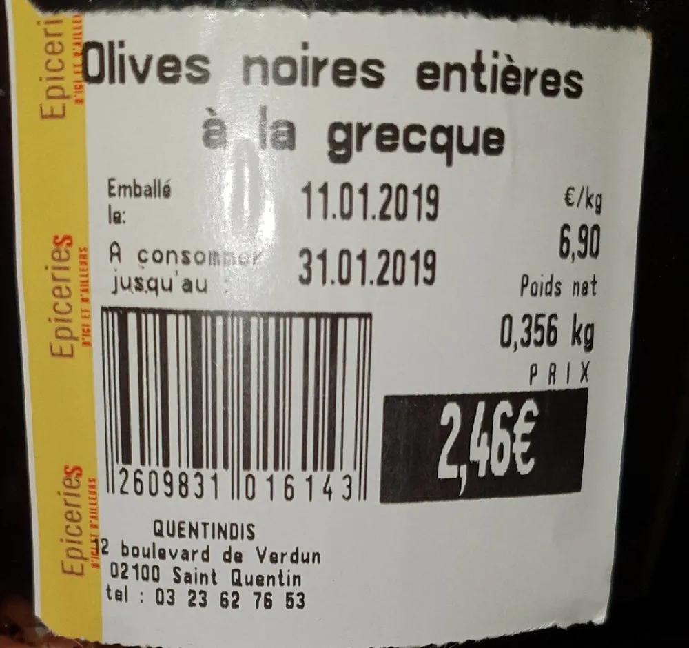 Olives noires entières à la grecque