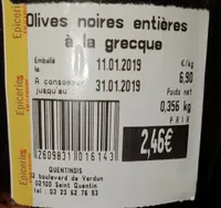 Olives noires entières à la grecque