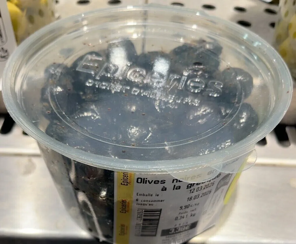 Olives noir entieres à la grecque
