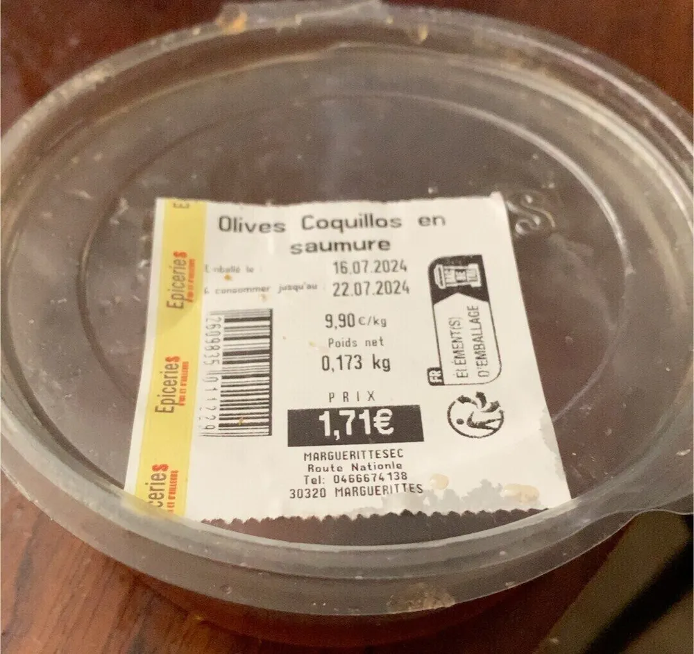 Olives  coquillos en saumure