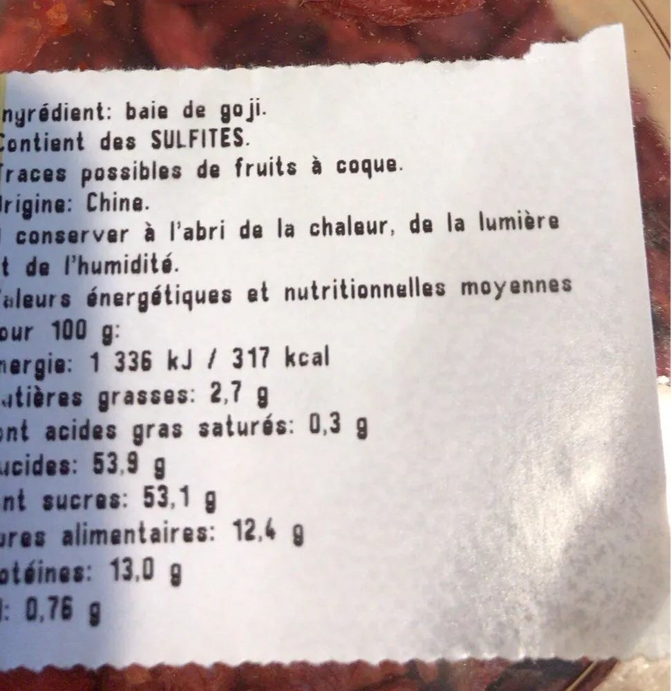 Baies de Goji sechées