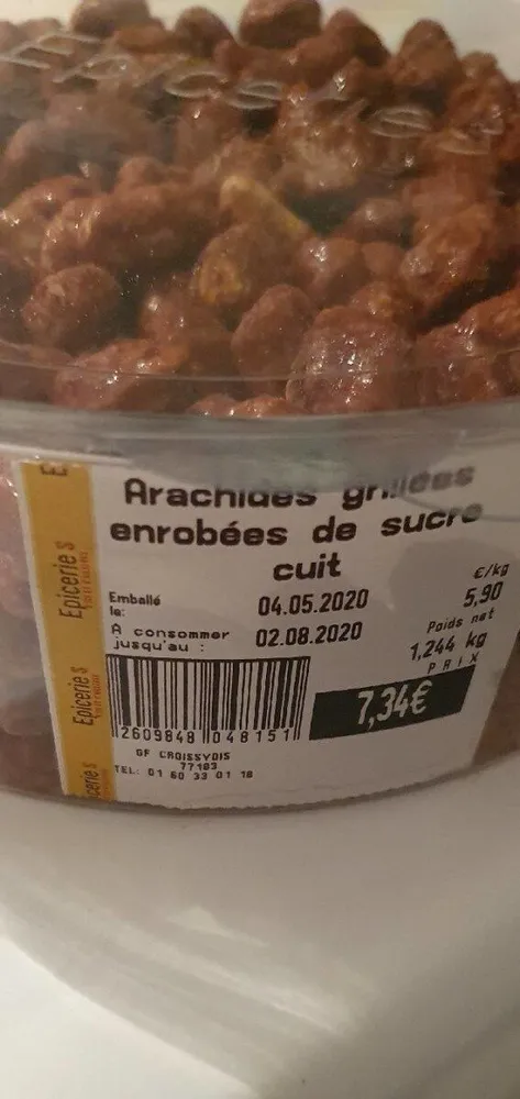 Arachides grillées enrobées de sucre