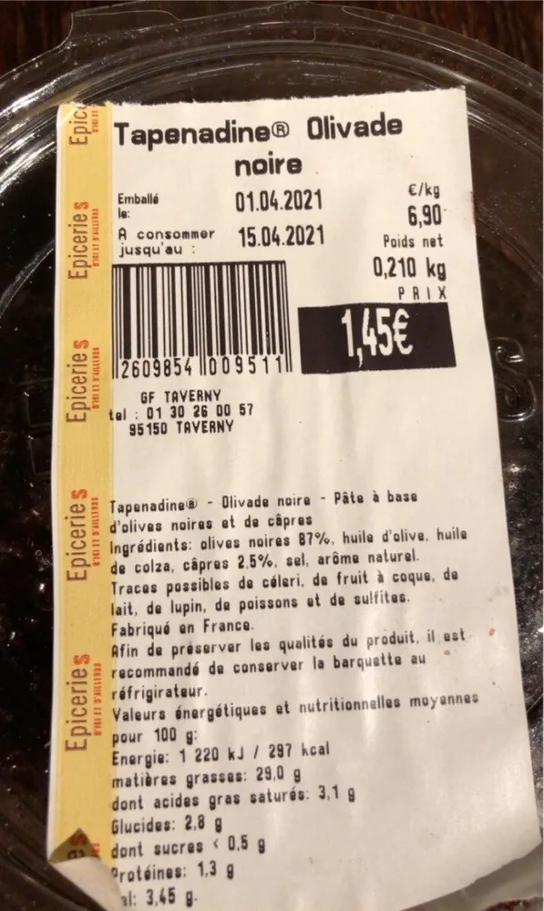 Tapenadine olivade noire