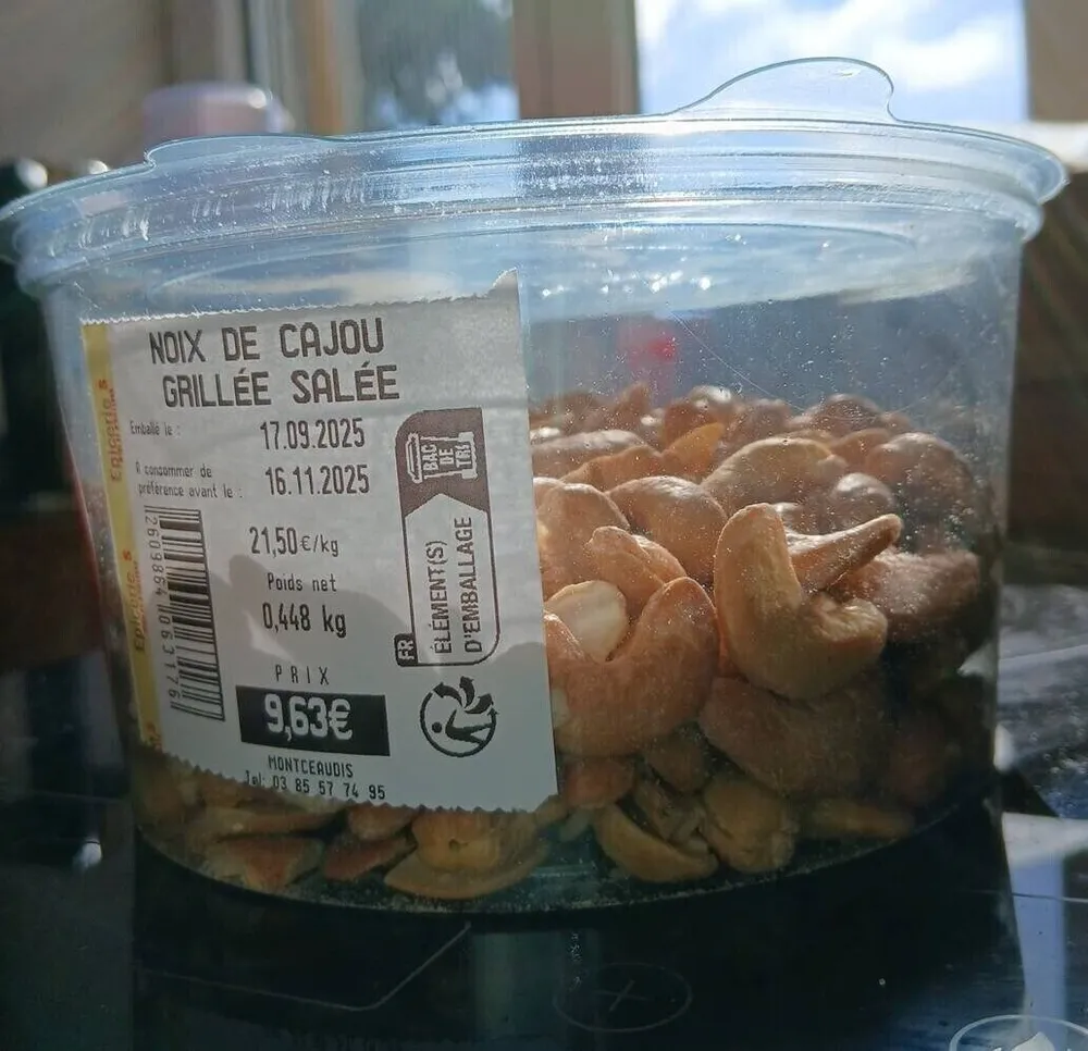 noix de cajou grillées a l'huile et salees