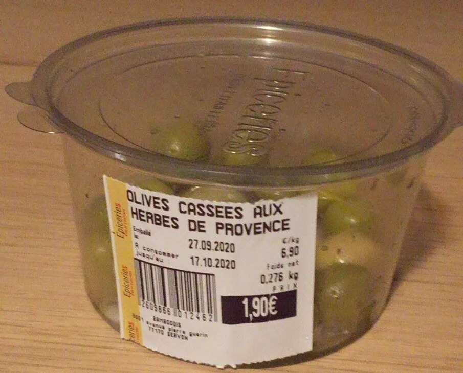 Olives cassées aux herbes de provence