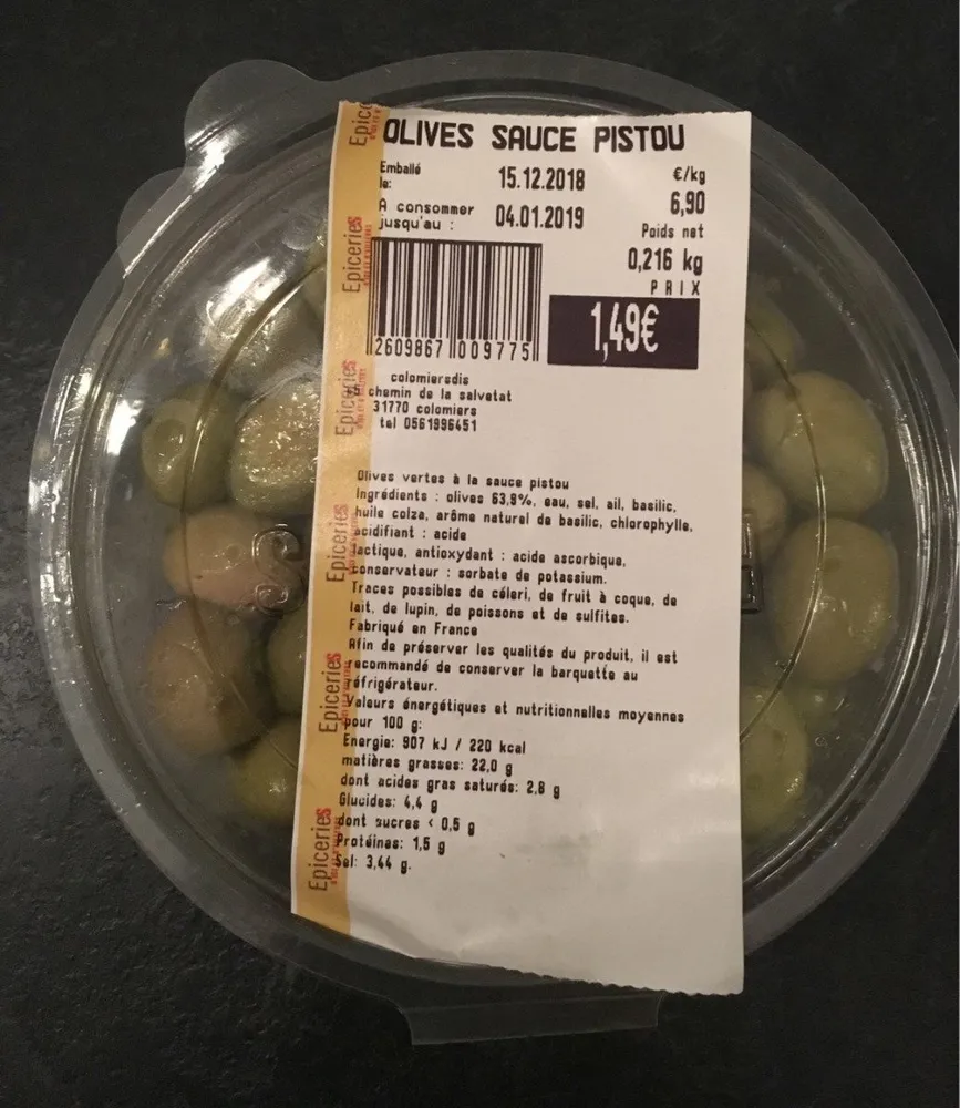 Olives sauce pistou