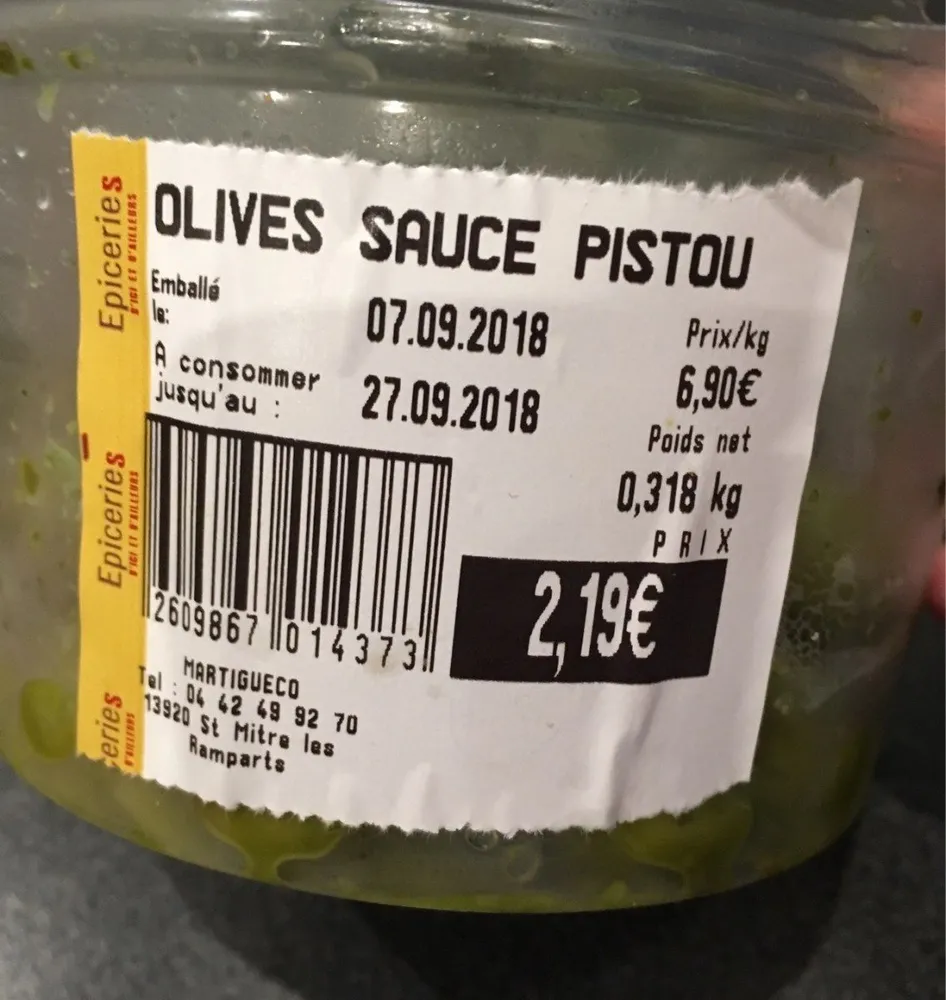 Olives sauce pistou