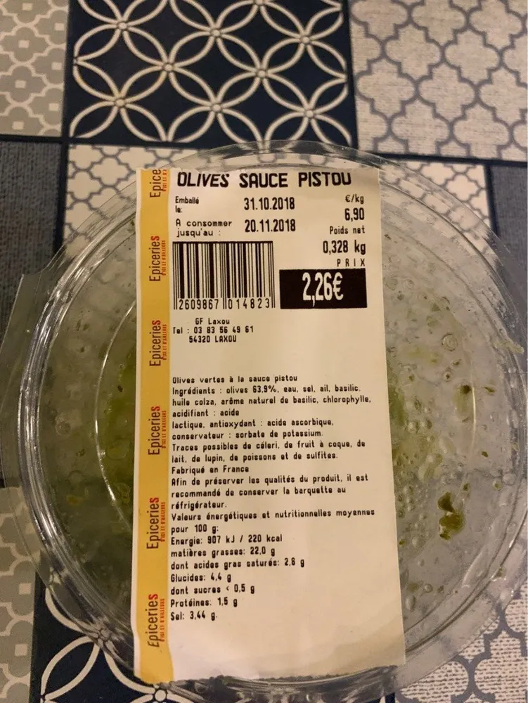 Olives sauce Pistou