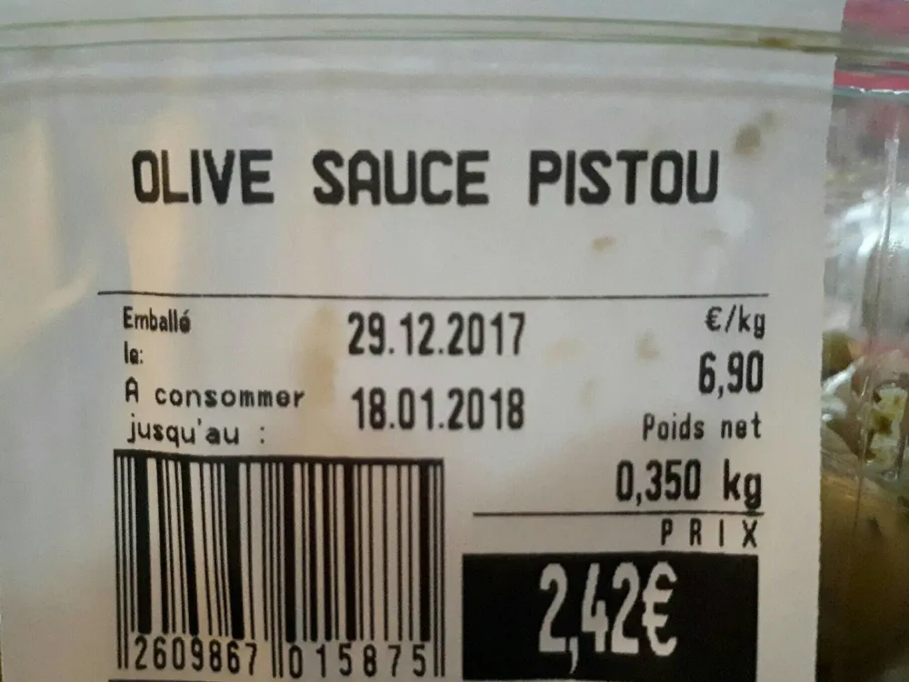Olives sauce pistou