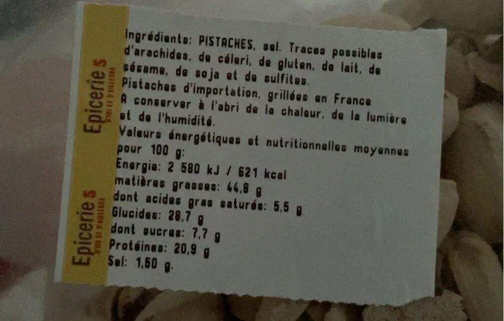 Pistaches grillées