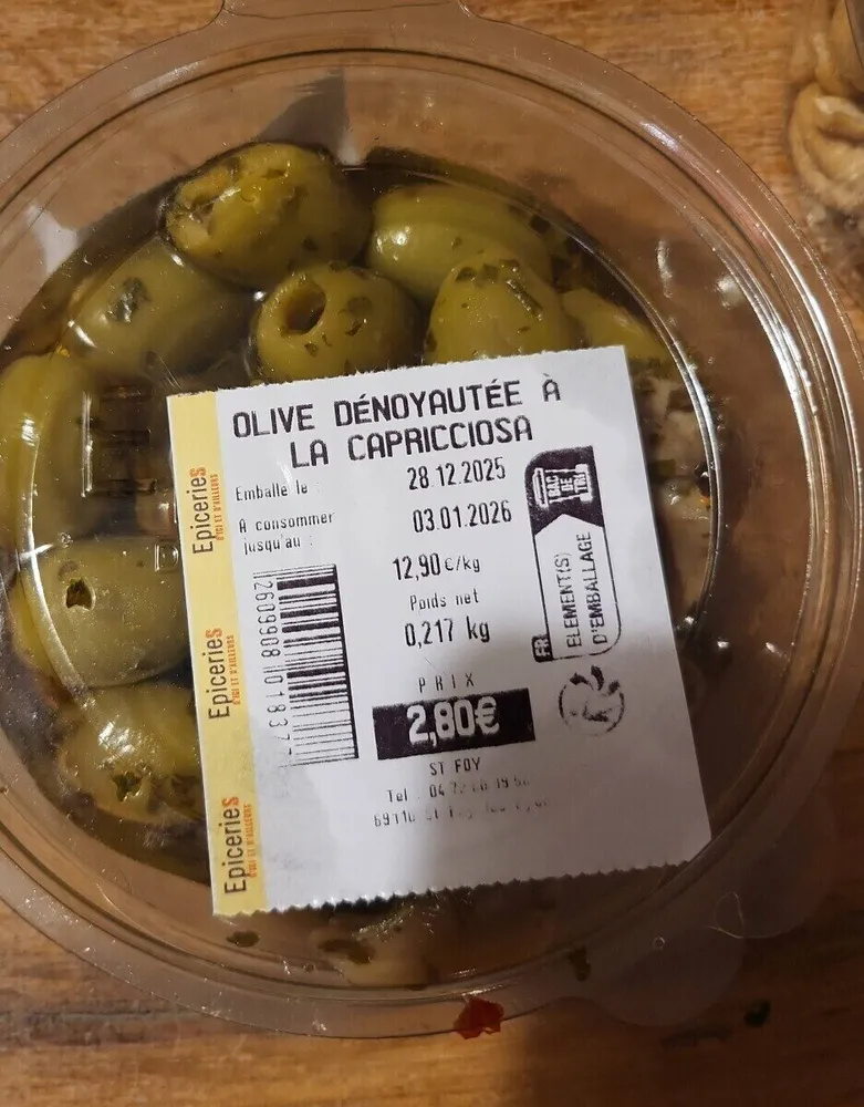 Olive dénoyautées a la capricciosa