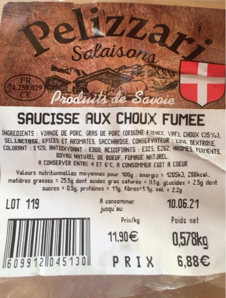 Saucisse aux choux fumee