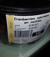 Cranberries séchées en moitié