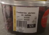 Cranberries séchées en moitiés