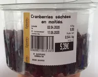 Cranberries séchés en moitiés