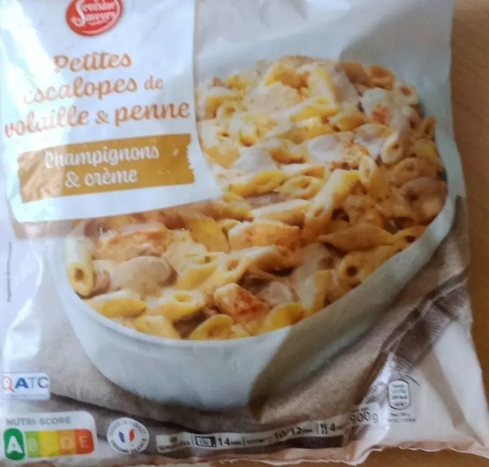Petites escalopes de volaille et penne