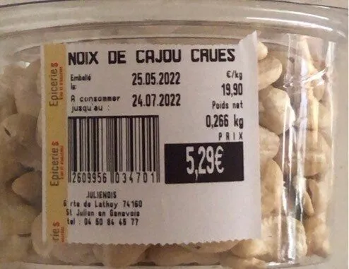 Noux de cajou crues