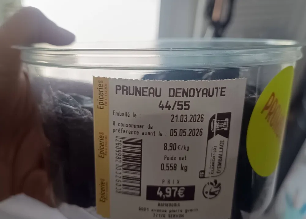Pruneaux dénoyautées