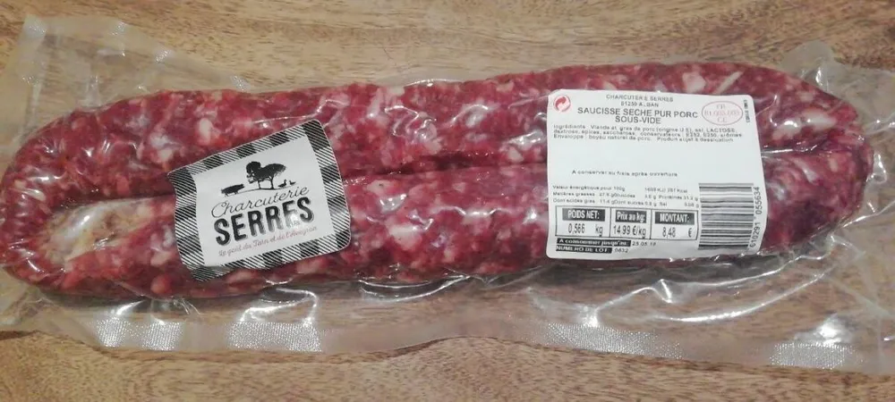 Saucisse sèche pur porc sous vide