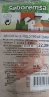Brocheta de pollo tipo artesana