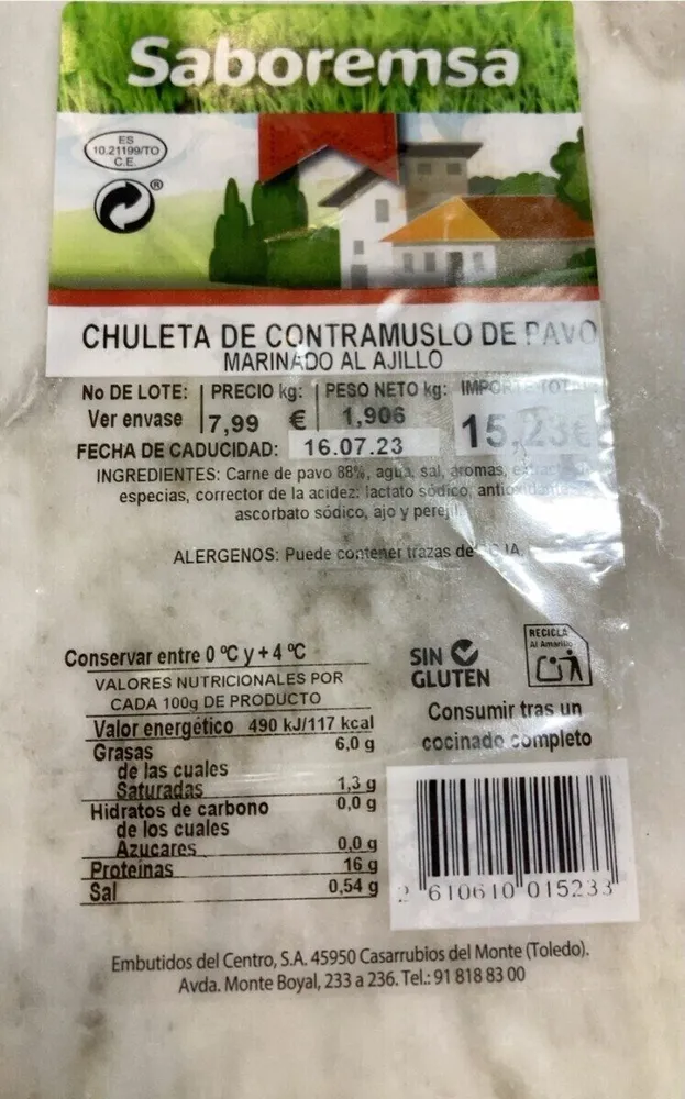 Chuleta de contramuslo de pavo marinado al ajillo