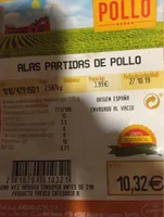 Alitas partidas se pollo