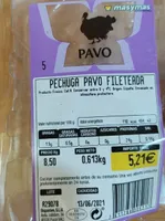 Pechuga pavo fileteada