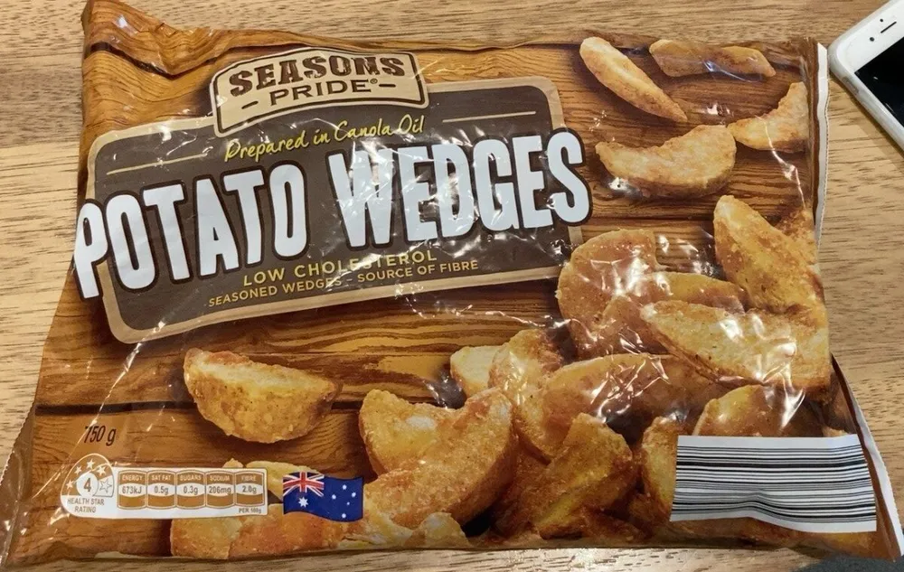 Prepares in Canola oil Potato wedges