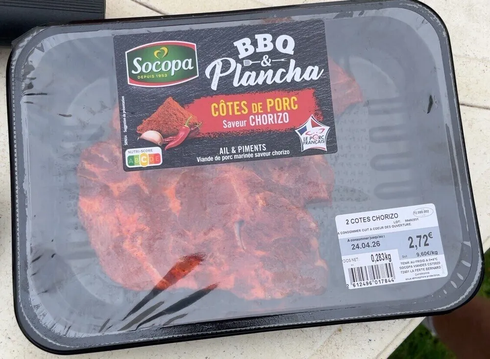 Cotes de porc saveur chorizo