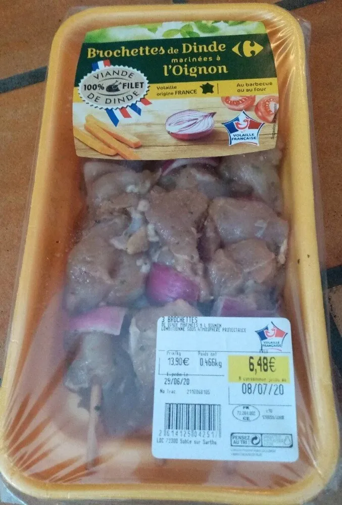 Brochettes de dinde marinée à l'oignon