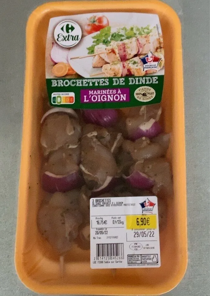 Brochettes de dinde oignons