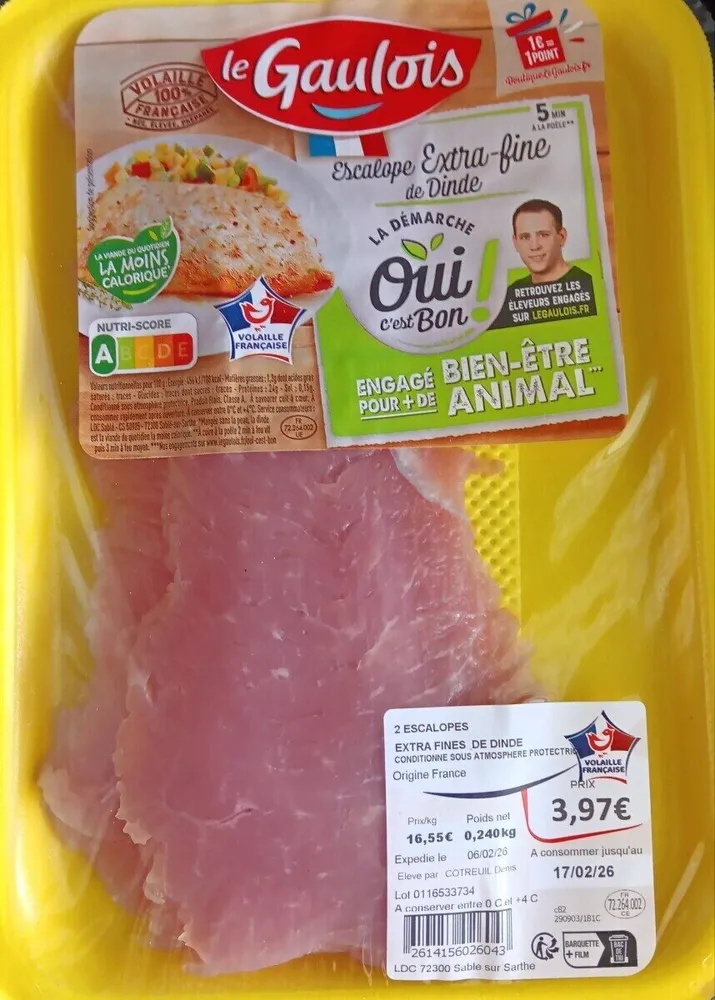 Escalopes extra fines de dinde