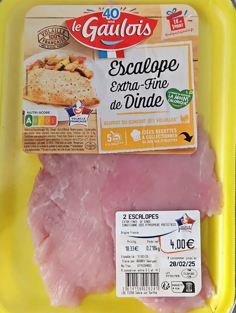 Escalope extra fine de dinde