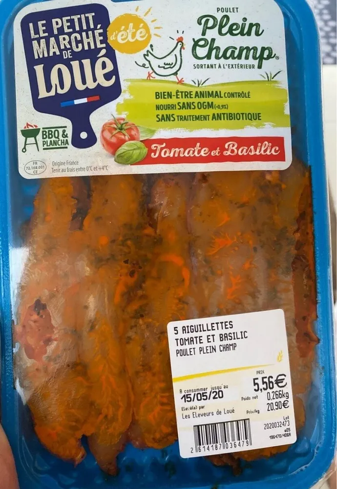 Aiguilletes poulet tomate et basilic