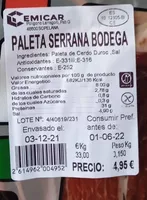 Paleta serrana bodega