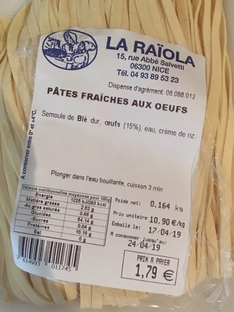 Pates fraiches aux oeufs