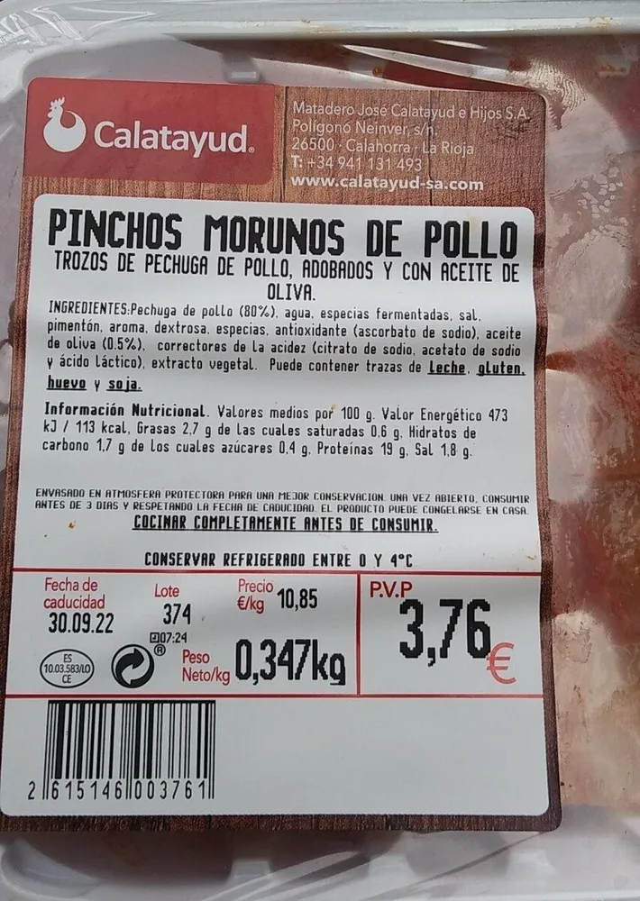 Pinchos morunos de pollo
