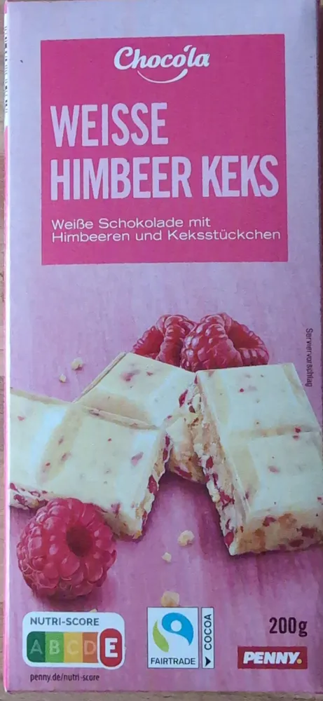 Weisse Schokolade mit Himbeeren und Keks