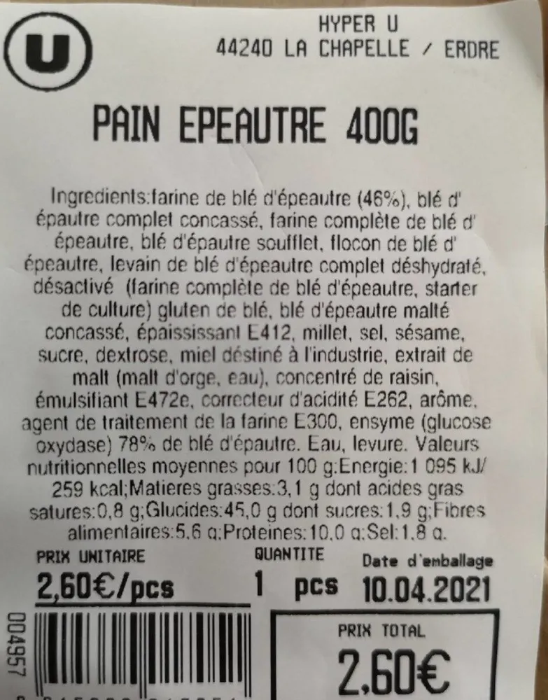 Pain épautre 400 g