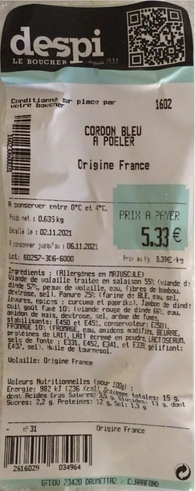Cordon bleu à poeler