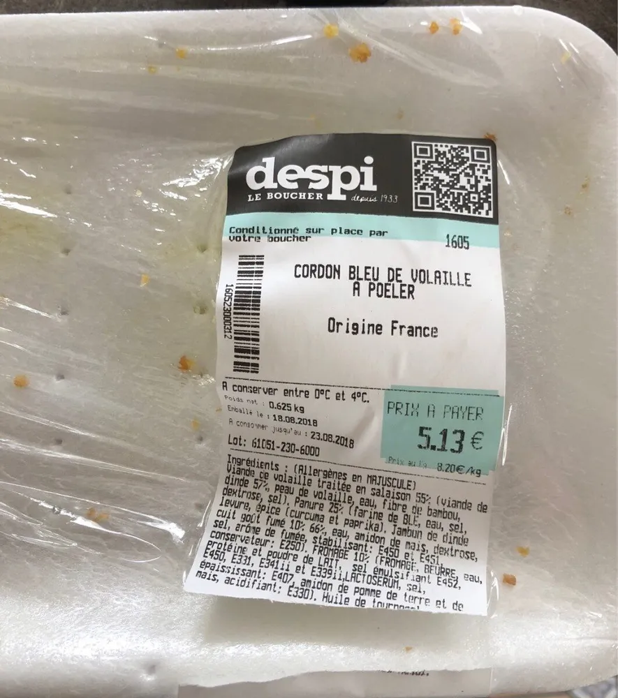 Cordon bleu de volaille a poeler