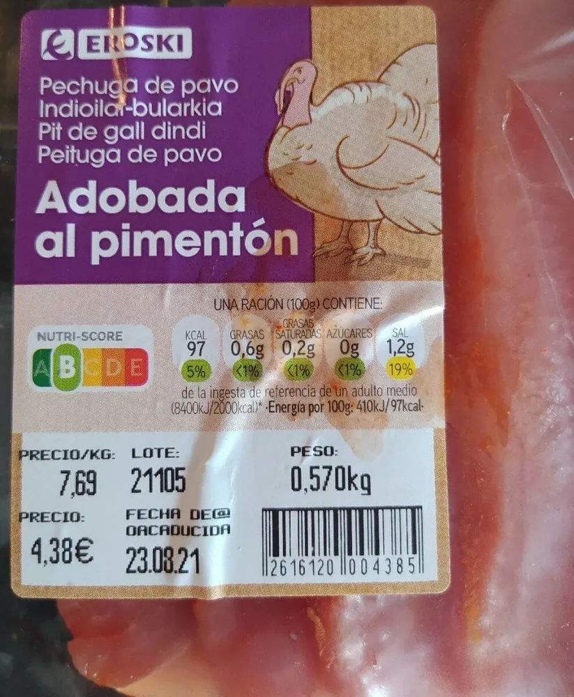 Pechuga pavo adobada al pimentón