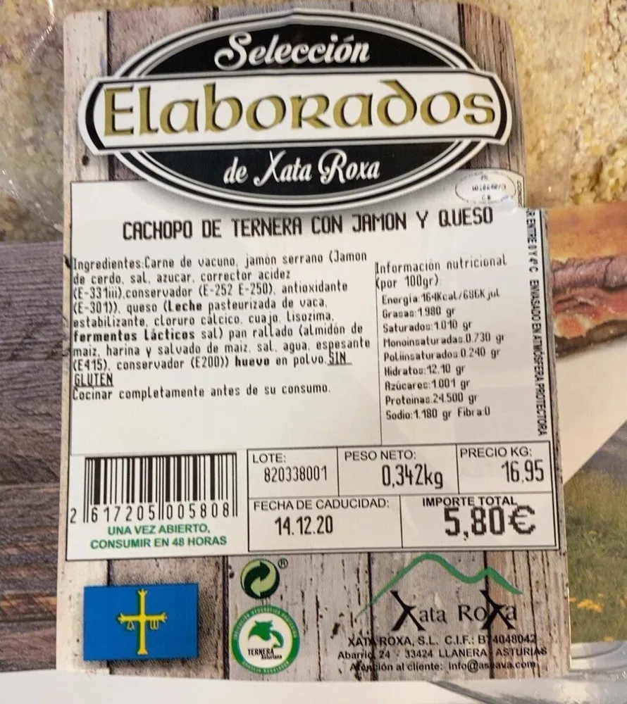 Cachopo ternera con jamon y queso