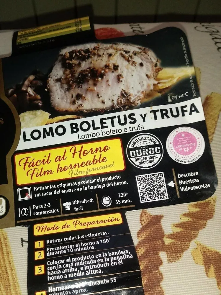 Lomo boletus y trufa