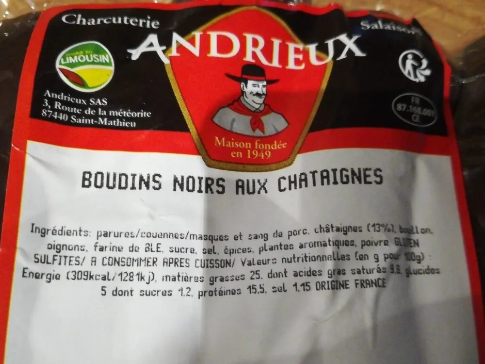 Boudins noirs aux chataignes