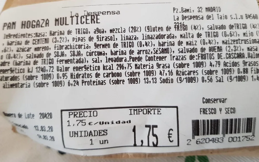 Pan hogaza multicereal