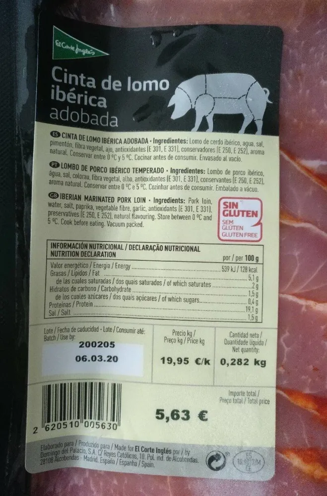 Cinta de lomo ibérica adobada